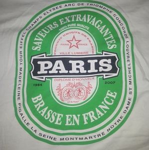 French Heniken Style White Cropped Shirt NWOT
